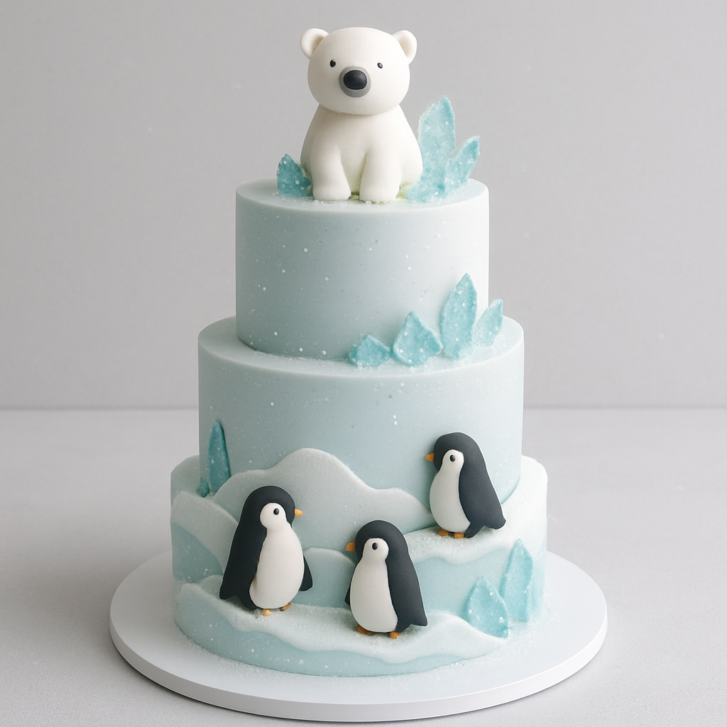 Bolo Animais Selvagens - O Ártico Minimalista e Moderno