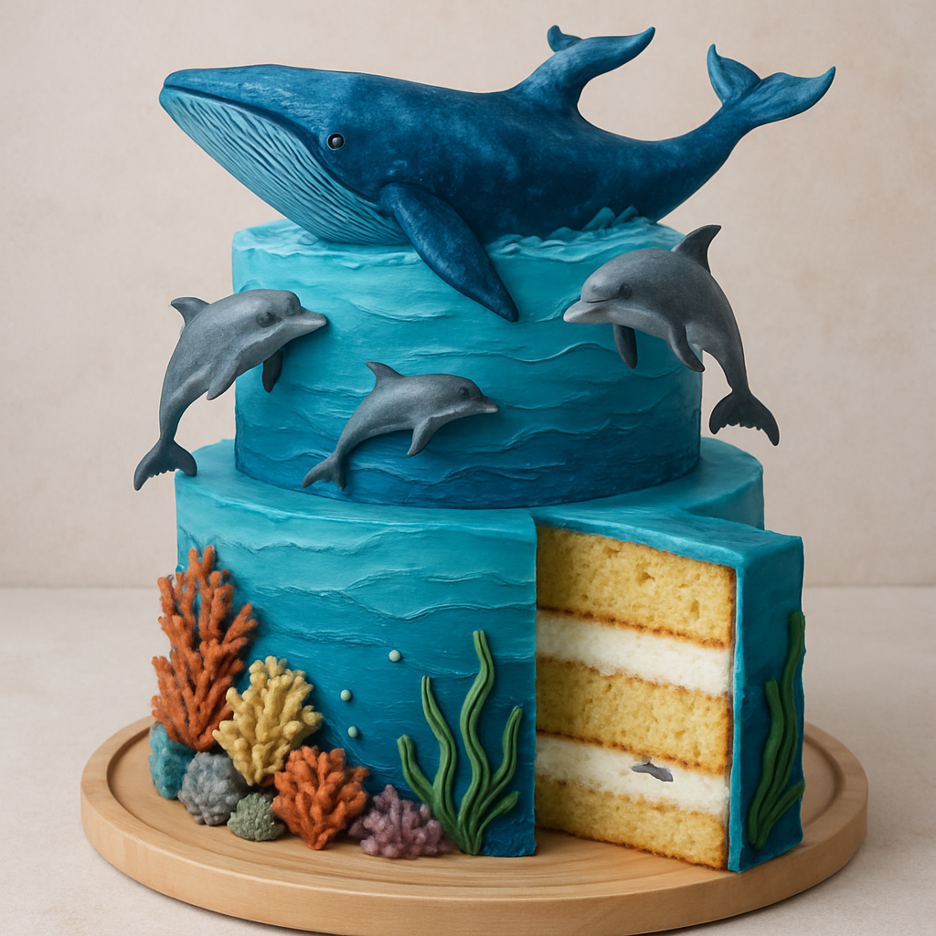 Bolo Animais Selvagens - O Oceano Profundo e Suas Criaturas