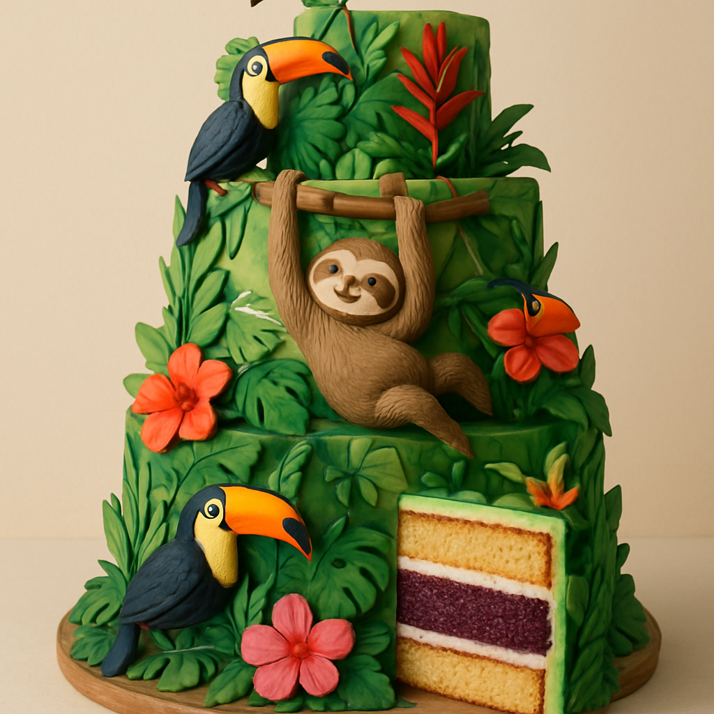 Bolo Animais Selvagens - A Floresta Amazônica Vibrante