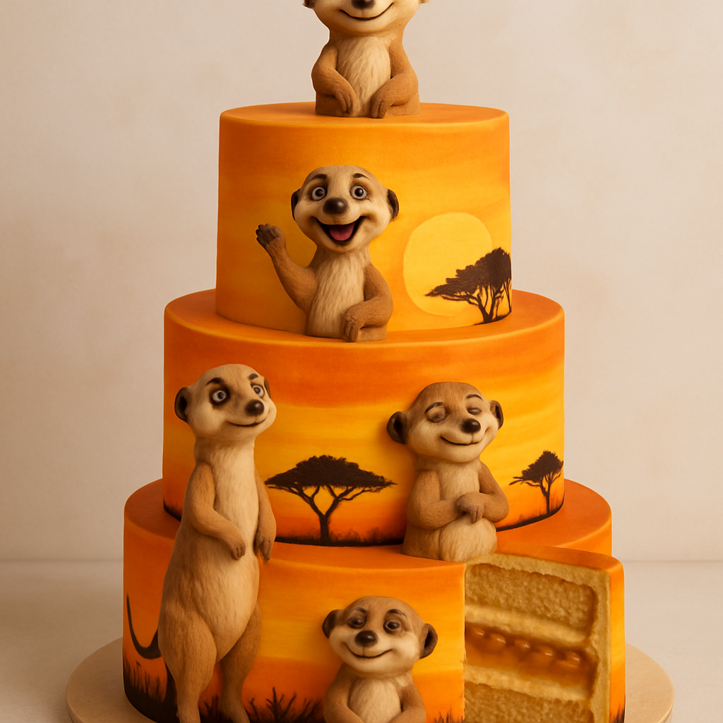 Bolo Animais Selvagens - A Pradaria Africana e Seus Suricatos