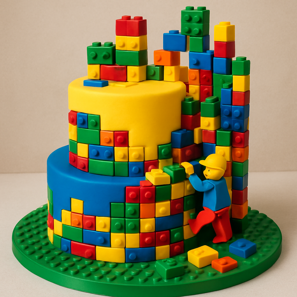 Bolo Lego - Cenário Abstrato de Peças