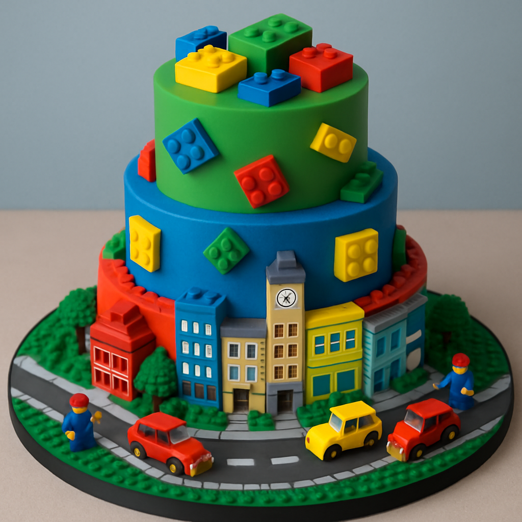 Bolo Lego - Cidade Lego em Miniatura