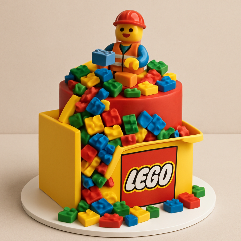 Bolo Lego - Caixa de Lego Transbordando Criatividade