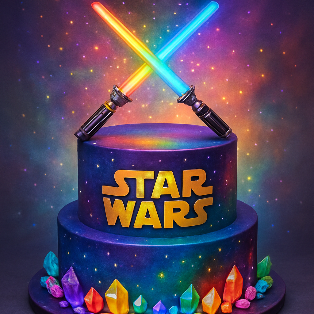 Bolo Star Wars - Sabres de Luz Arco-Íris