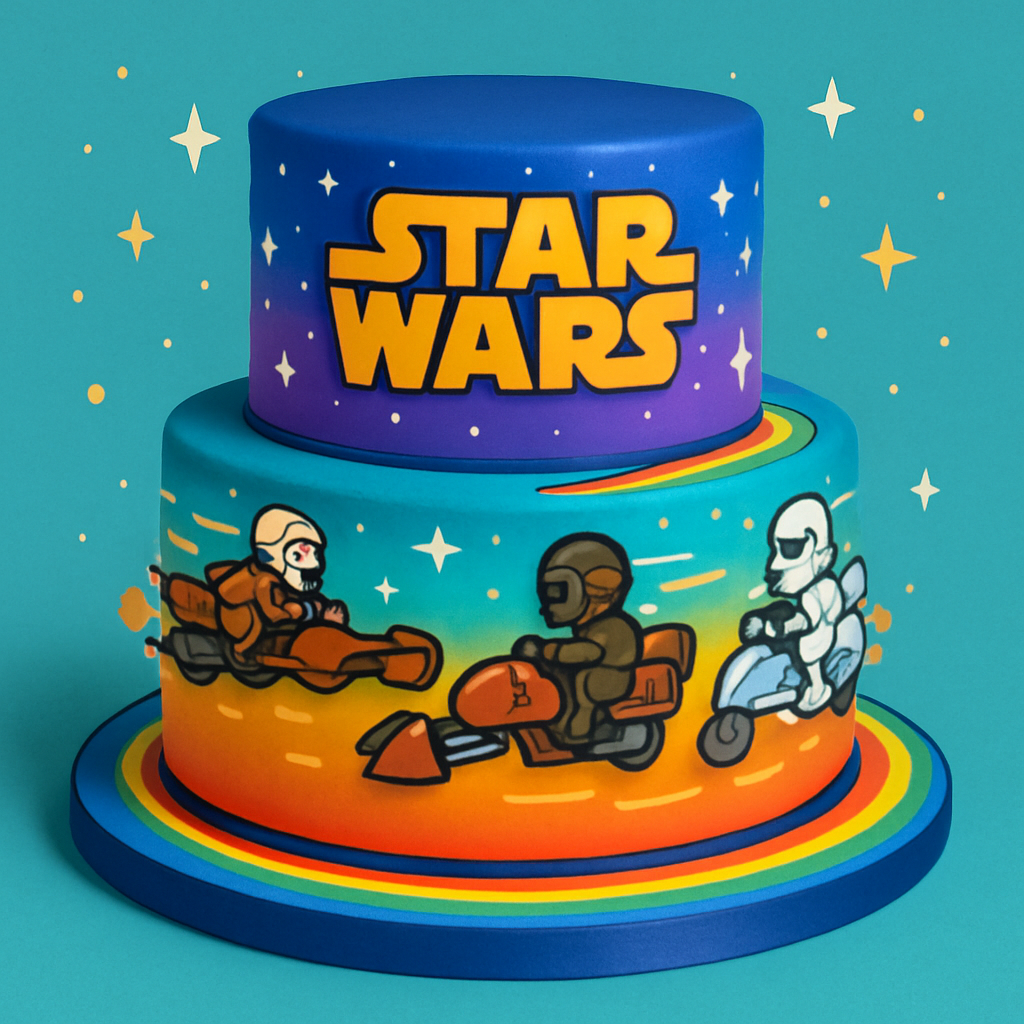 Bolo Star Wars - Corrida de Speeder Fofa