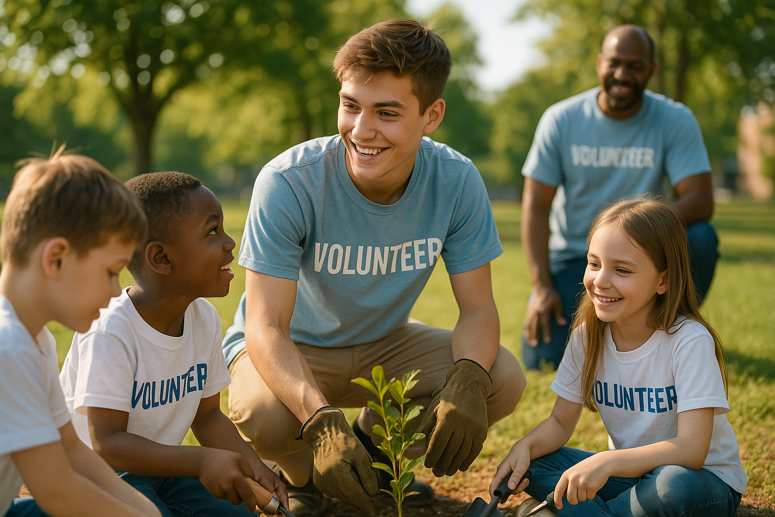 Community service scene showing teenager participating in positive alternative program