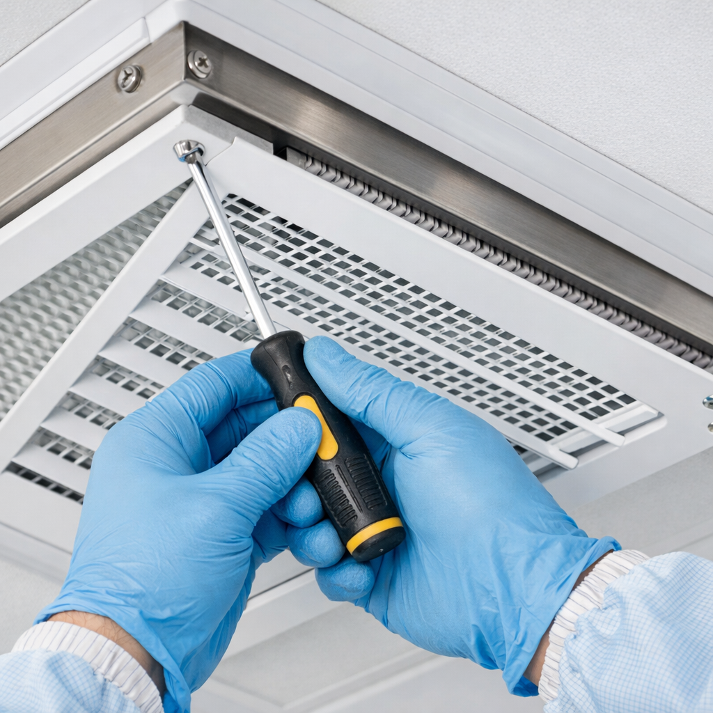 Hepa Filtre Değişimi Nasıl Yapılır (Ameliyathane ve Temiz odalar için) 2 Adım 2: Filtre Menfezinin Açılması