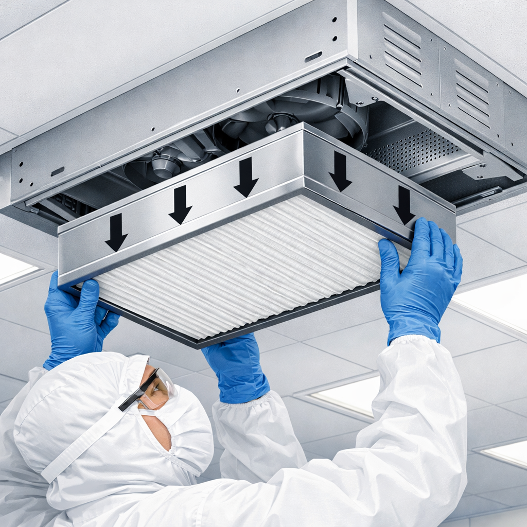 Hepa Filtre Değişimi Nasıl Yapılır (Ameliyathane ve Temiz odalar için) 7 Adım 7: Yeni Filtrenin Montajı ve Hava Akış Yönü