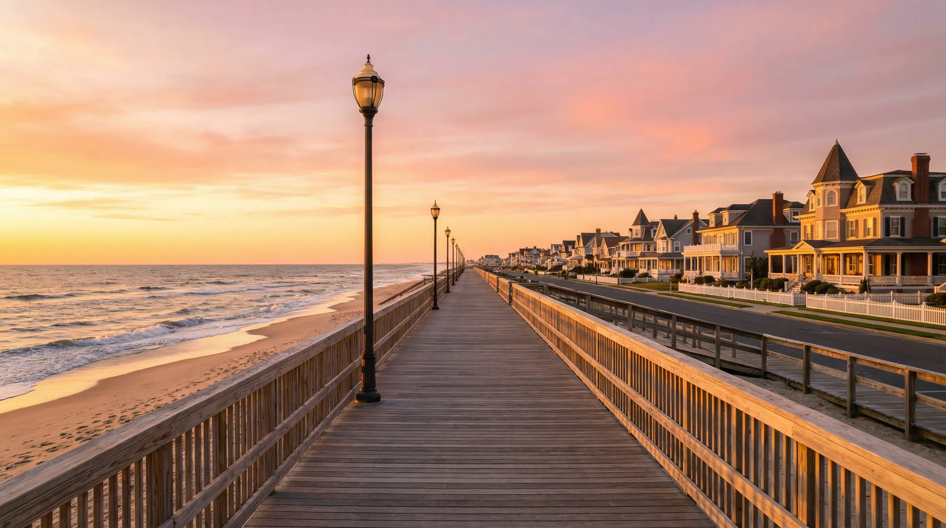 Spring Lake boardwalk at golden hour