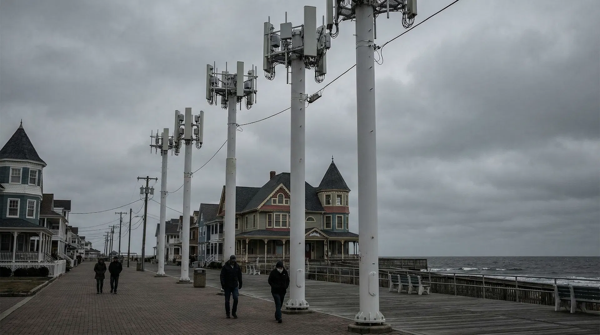 Rendering of 5G towers along the boardwalk