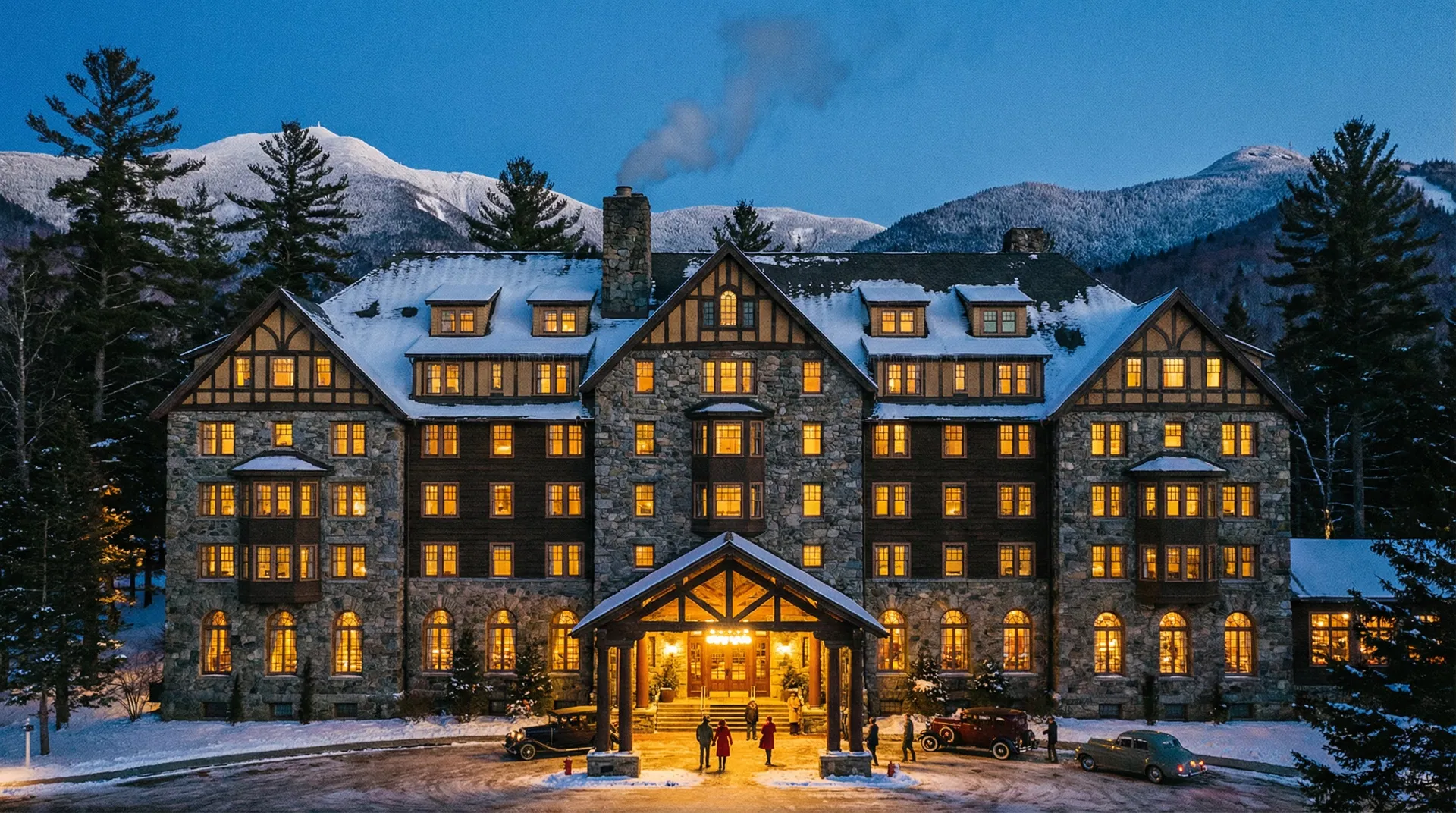 St. Moritz Hotel exterior at twilight