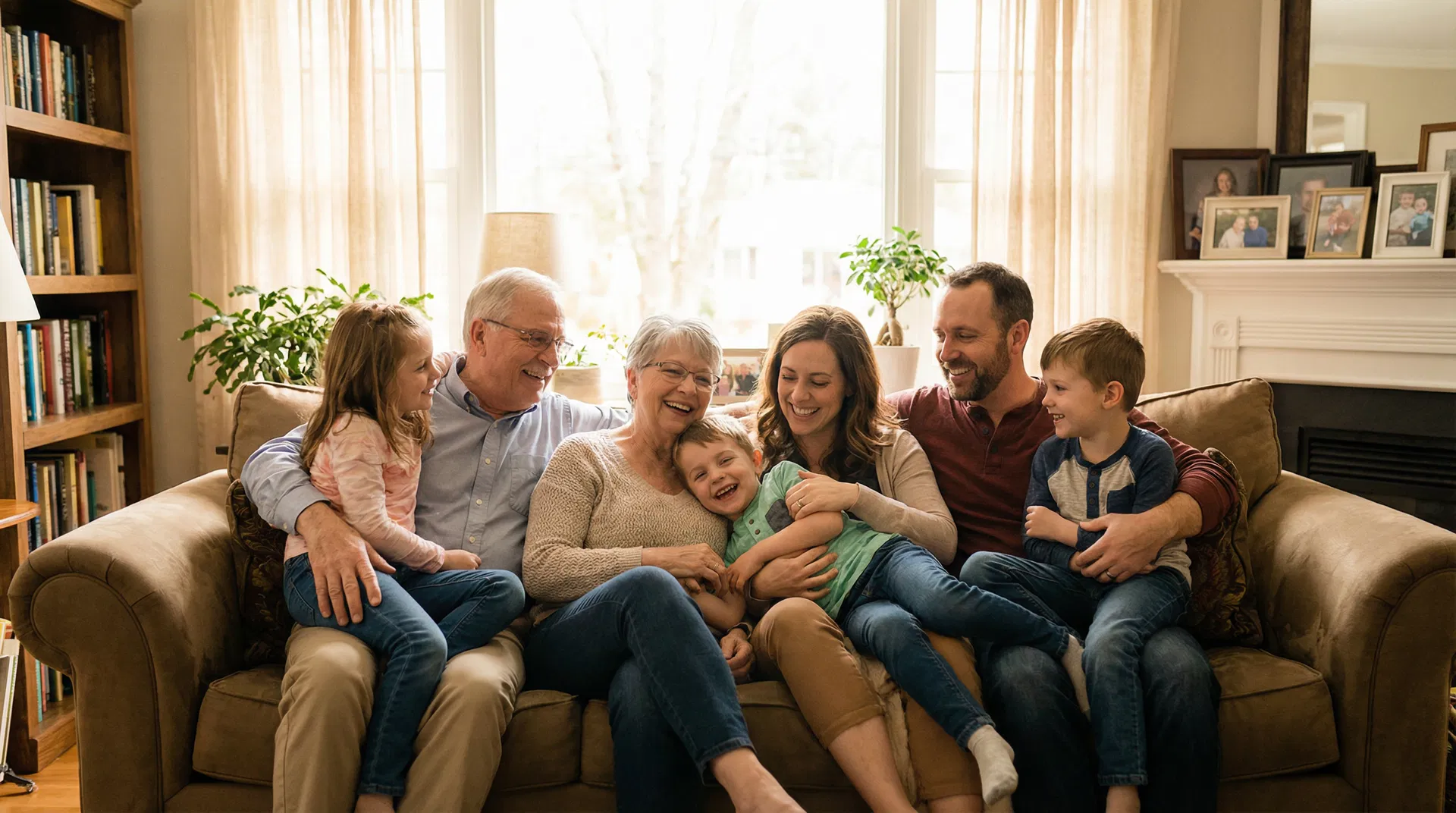 Happy multi-generational family