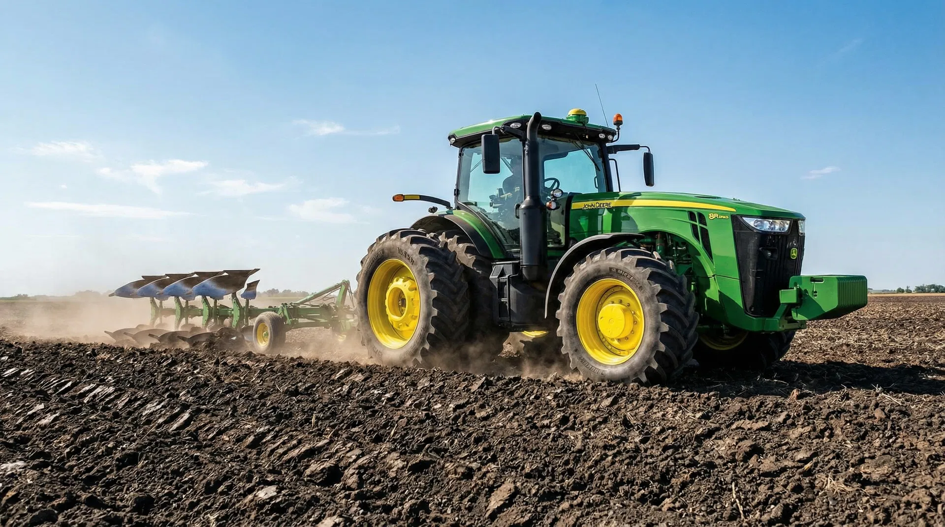 Modern tractor in field