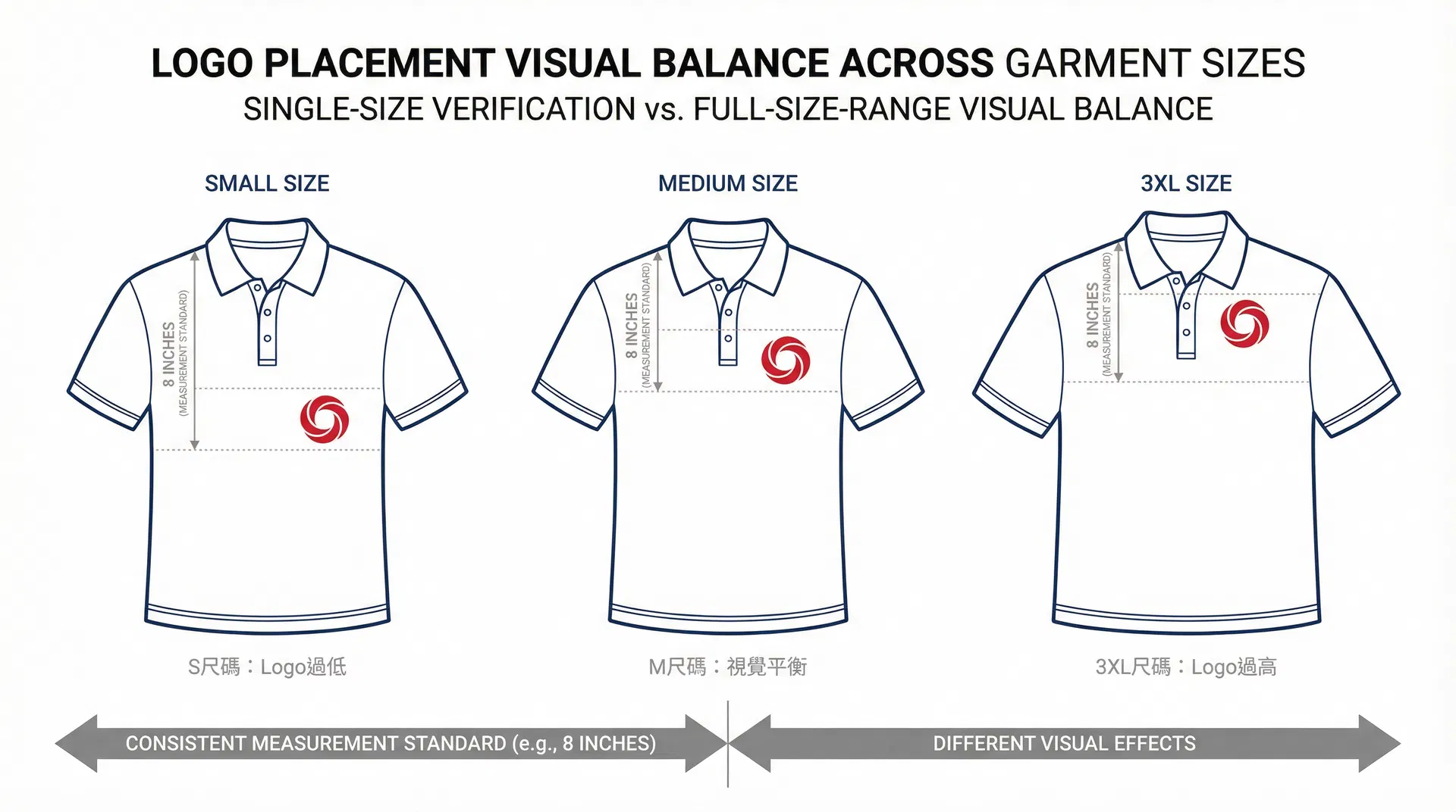 企業制服 Logo 定位確認與尺碼展開後視覺平衡落差的認知盲點