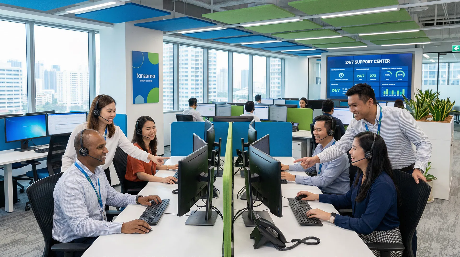 Equipe de suporte 24/7