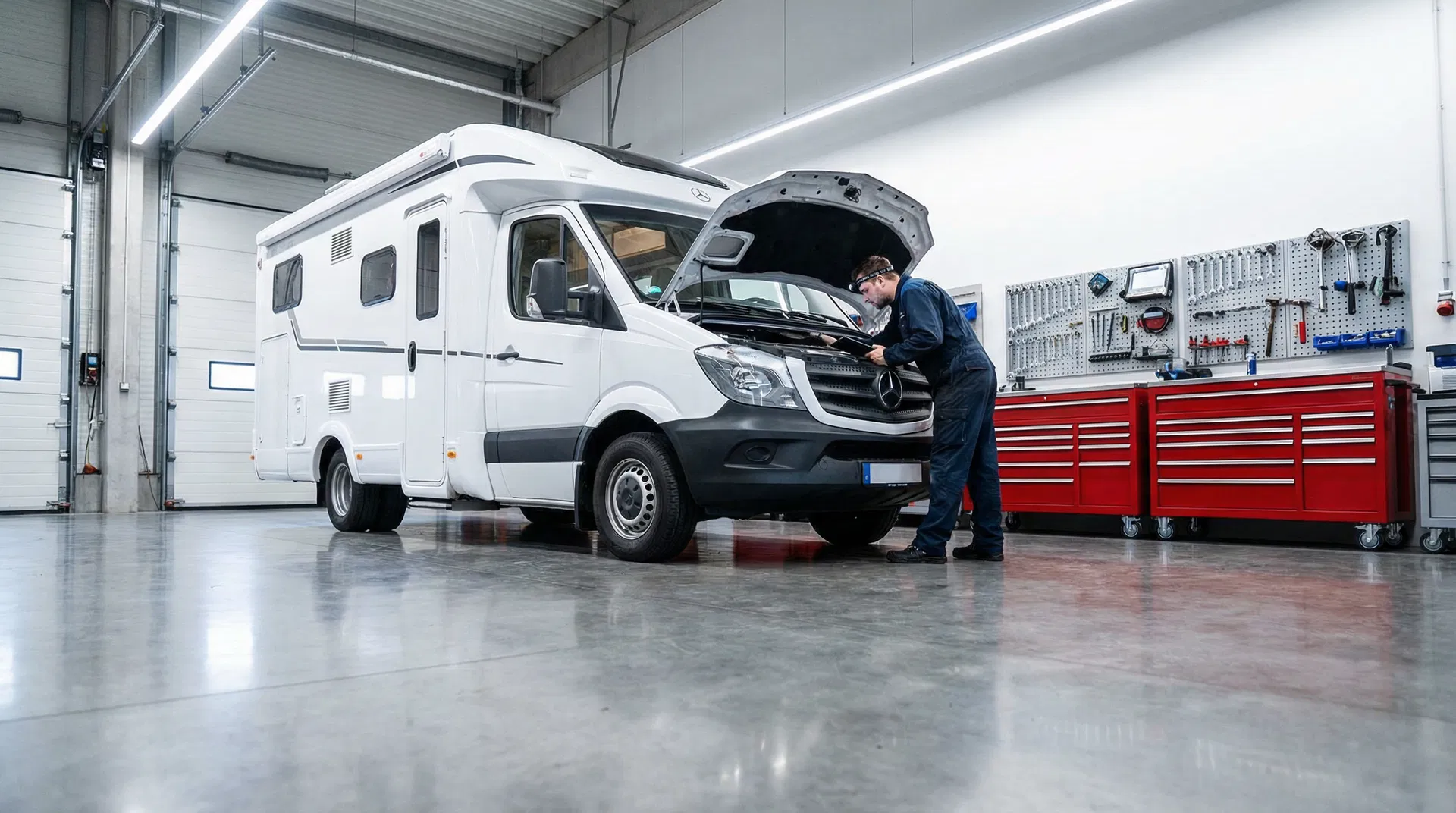Mercedes Sprinter camper van being serviced at CTR Repair