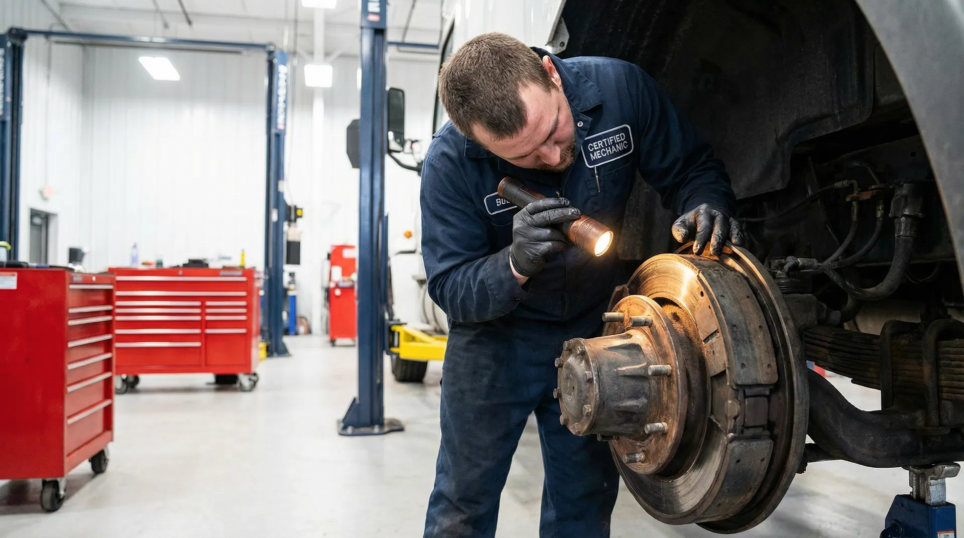 Brake inspection in shop