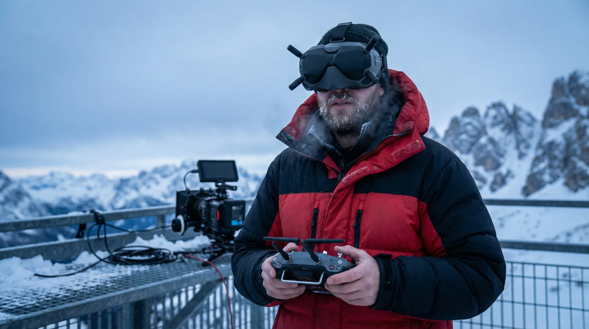 Pilote de drone FPV avec lunettes VR