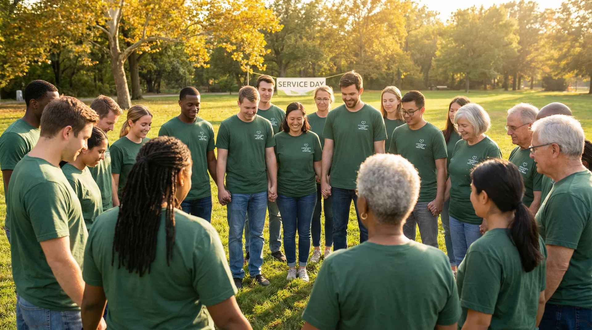 Volunteers serving together