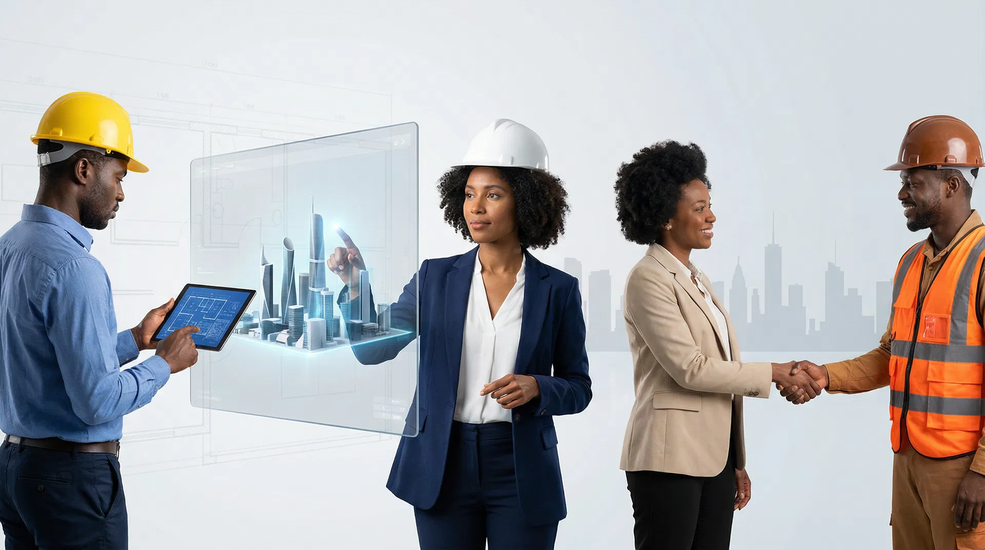 African Professionals Building Modern City