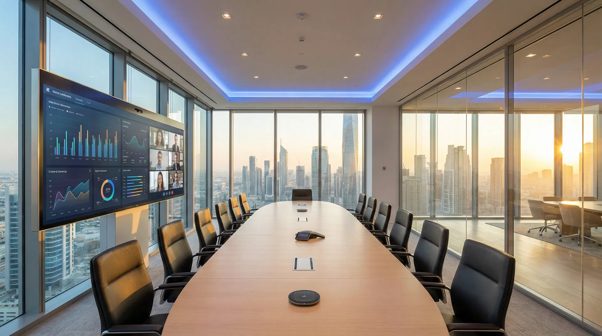 现代化智能会议室 - GRANDHUB会议平板应用场景展示