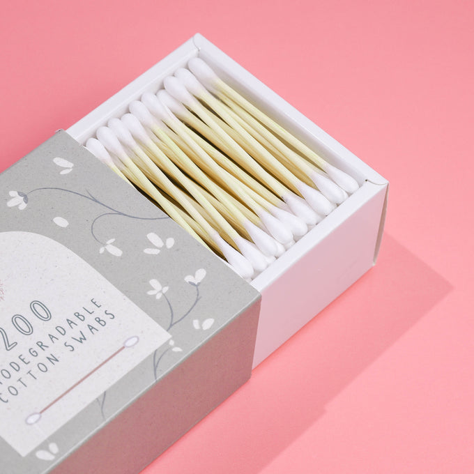 Image of bamboo cotton swabs in a minimalist setting