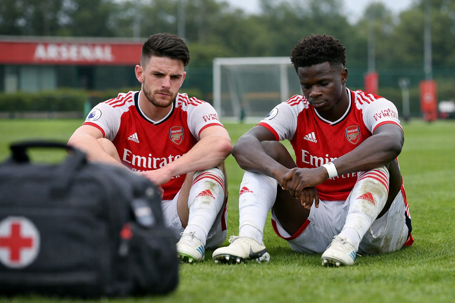 Arsenal injury concerns hit Rice and Saka title push