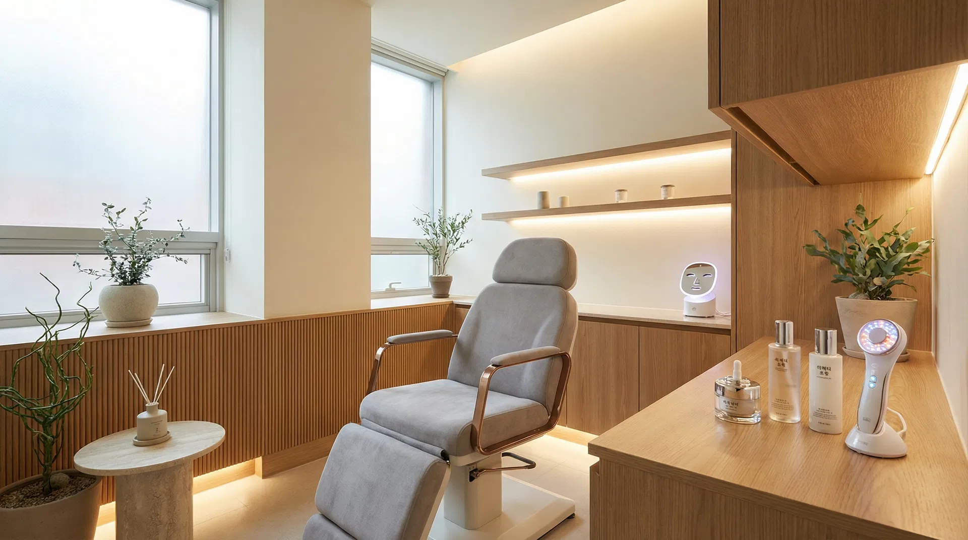A premium Korean dermatology clinic interior