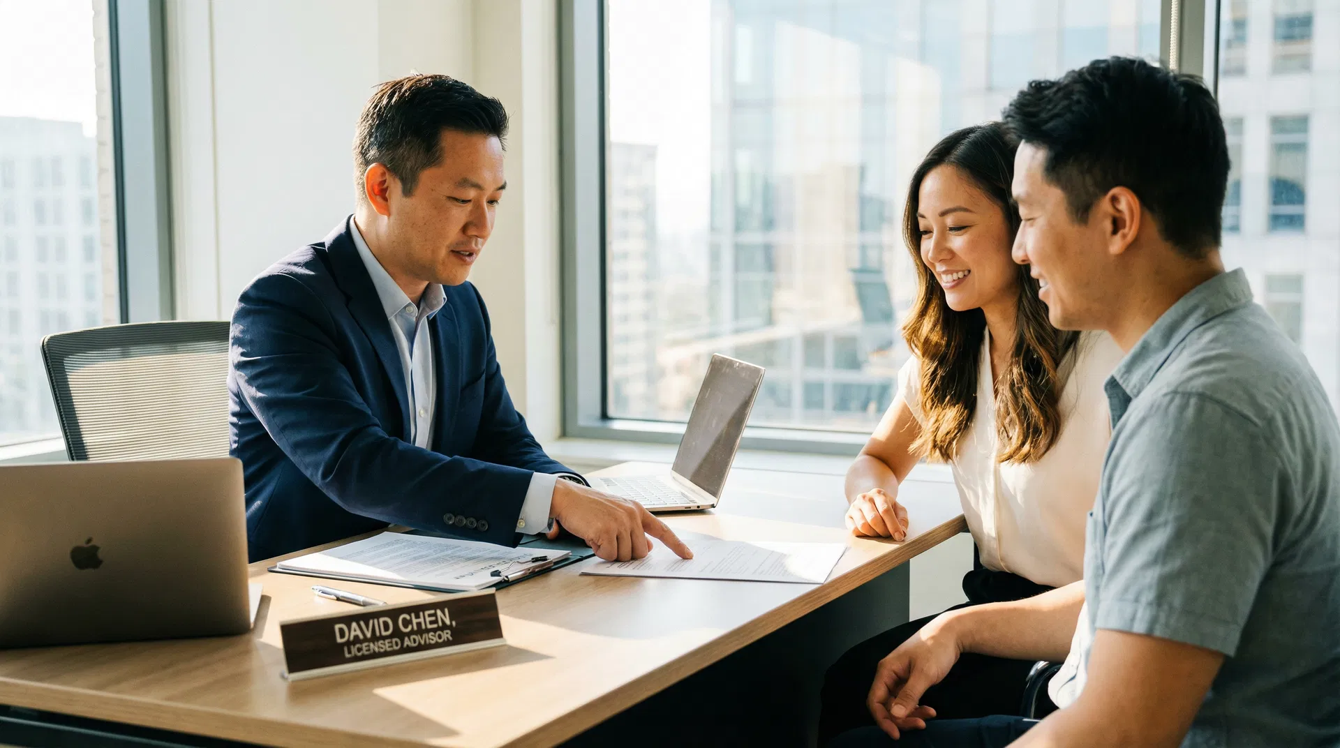 Licensed NJ insurance advisor meeting with clients