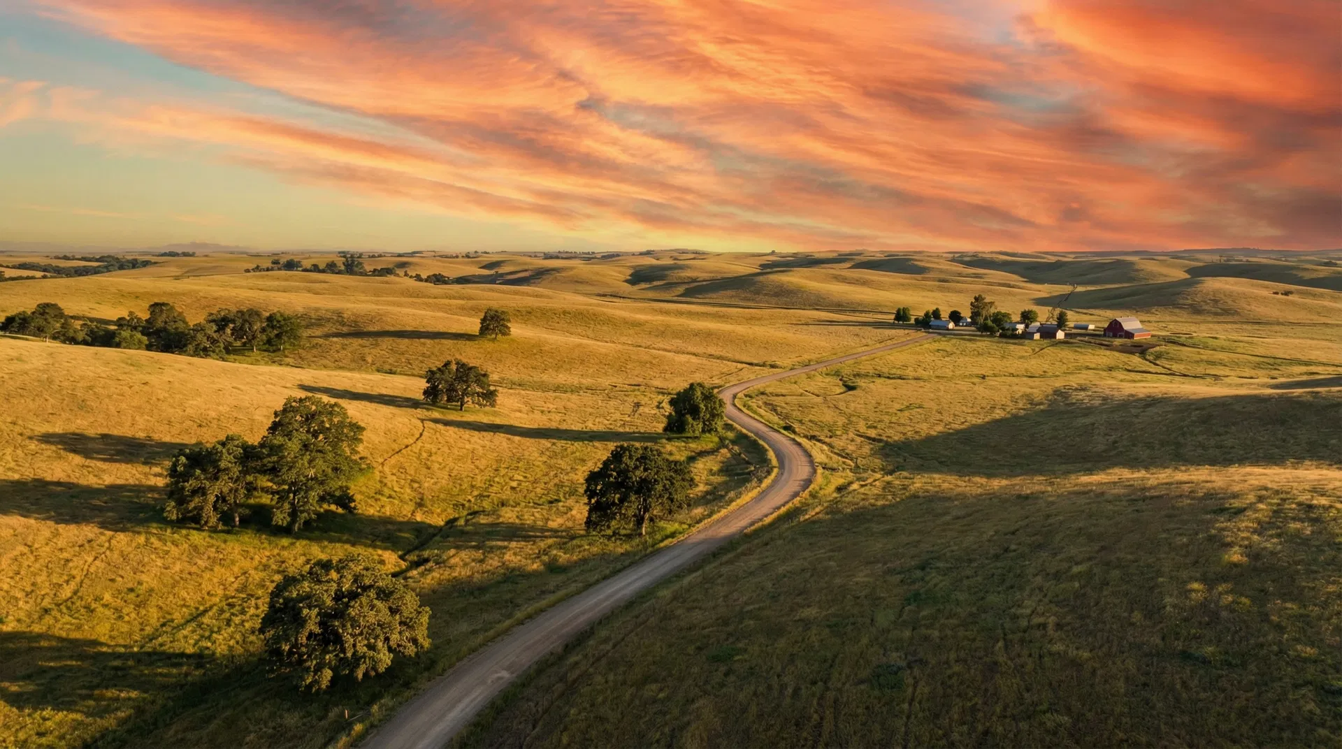Vast American ranchland at golden hour