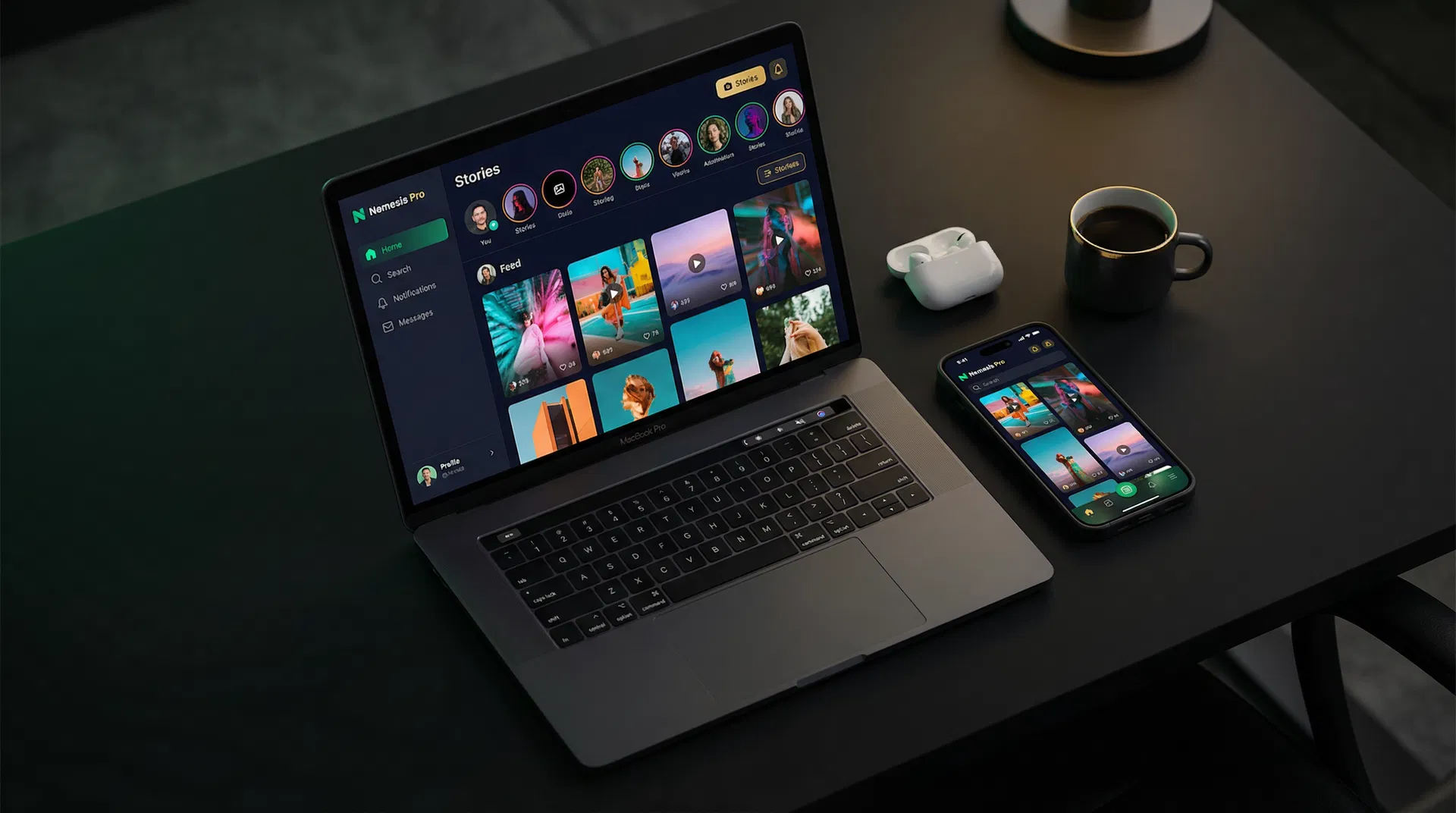 Nemesis Pro auf Laptop und Smartphone