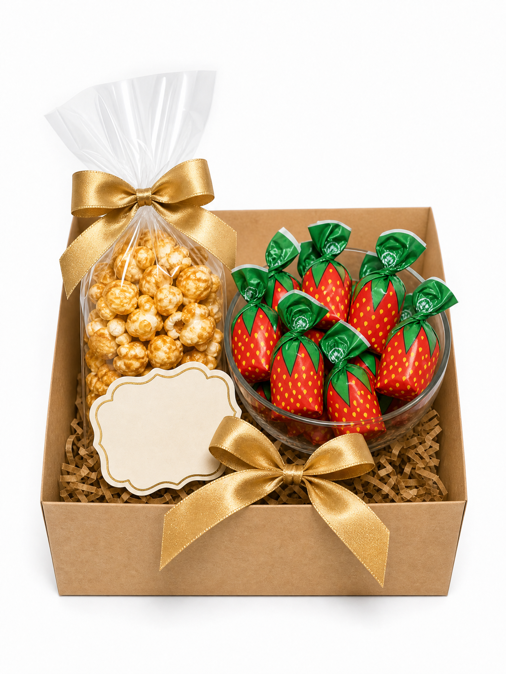 Kit cinema natalino com balas e pipoca