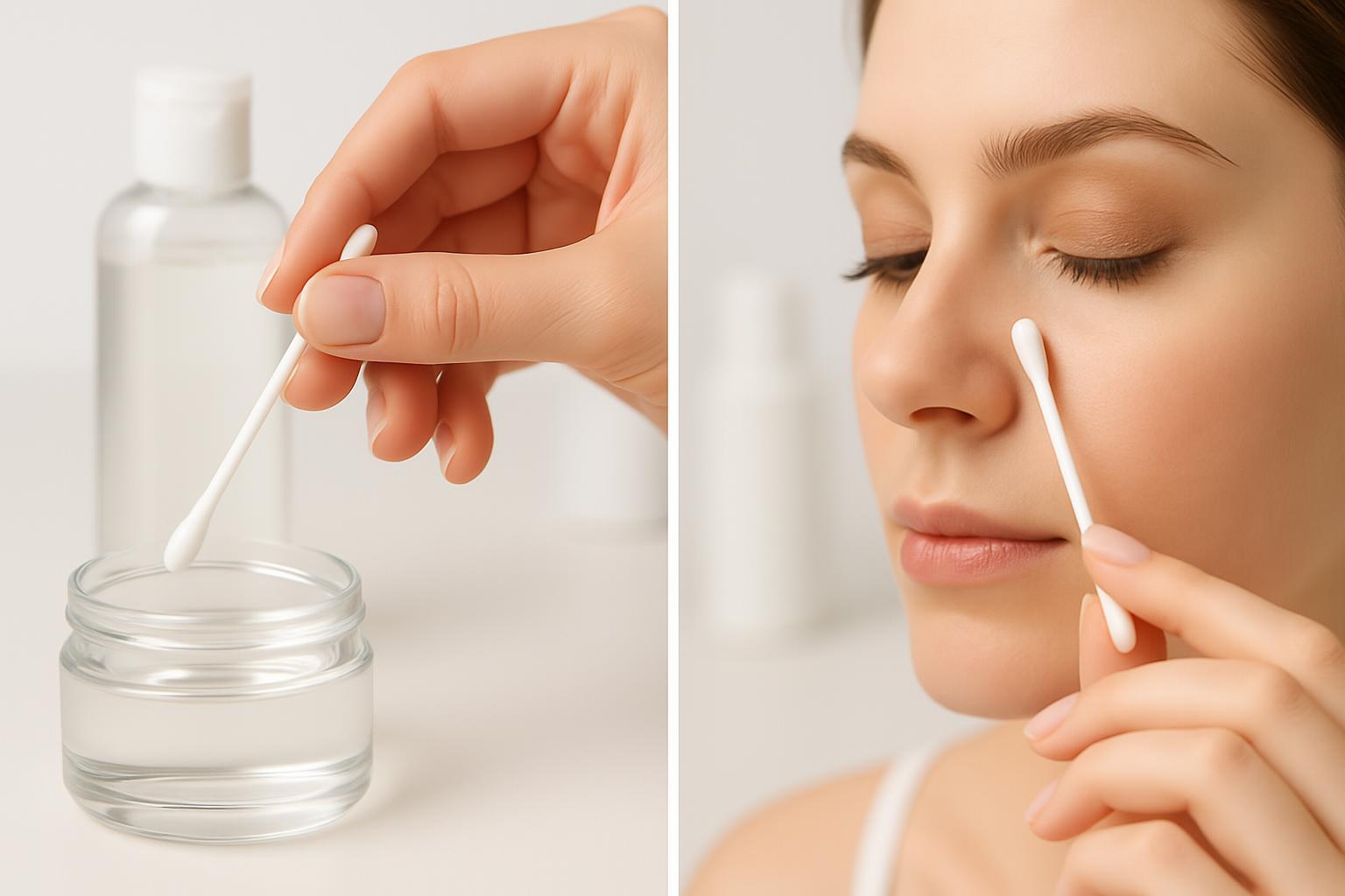 Precise Cotton Swab Cleaning Technique for Skincare