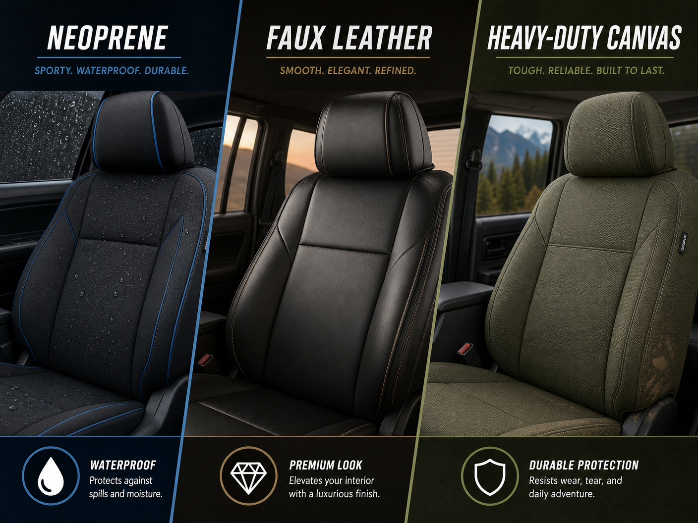 Material Comparison: Neoprene, Faux Leather, and Canvas