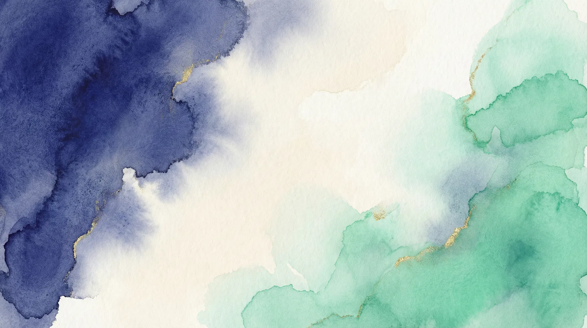 Watercolor abstract in indigo and mint green tones