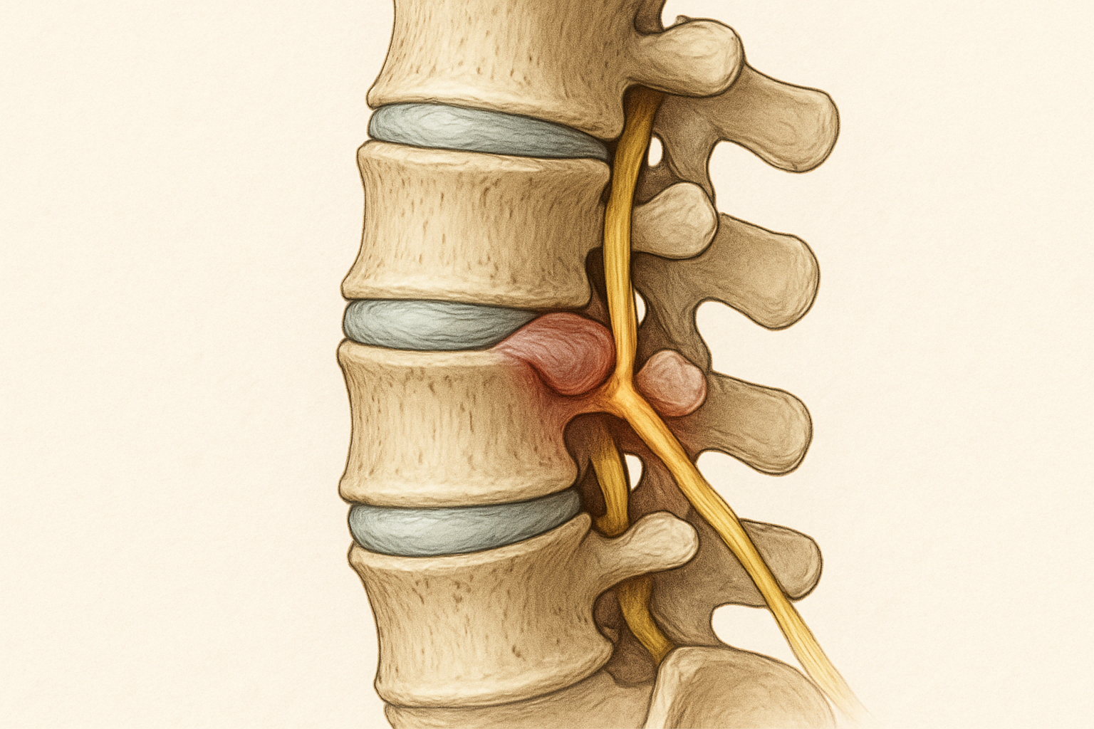 صورة توضيحية للانزلاق الغضروفي يضغط على العصب