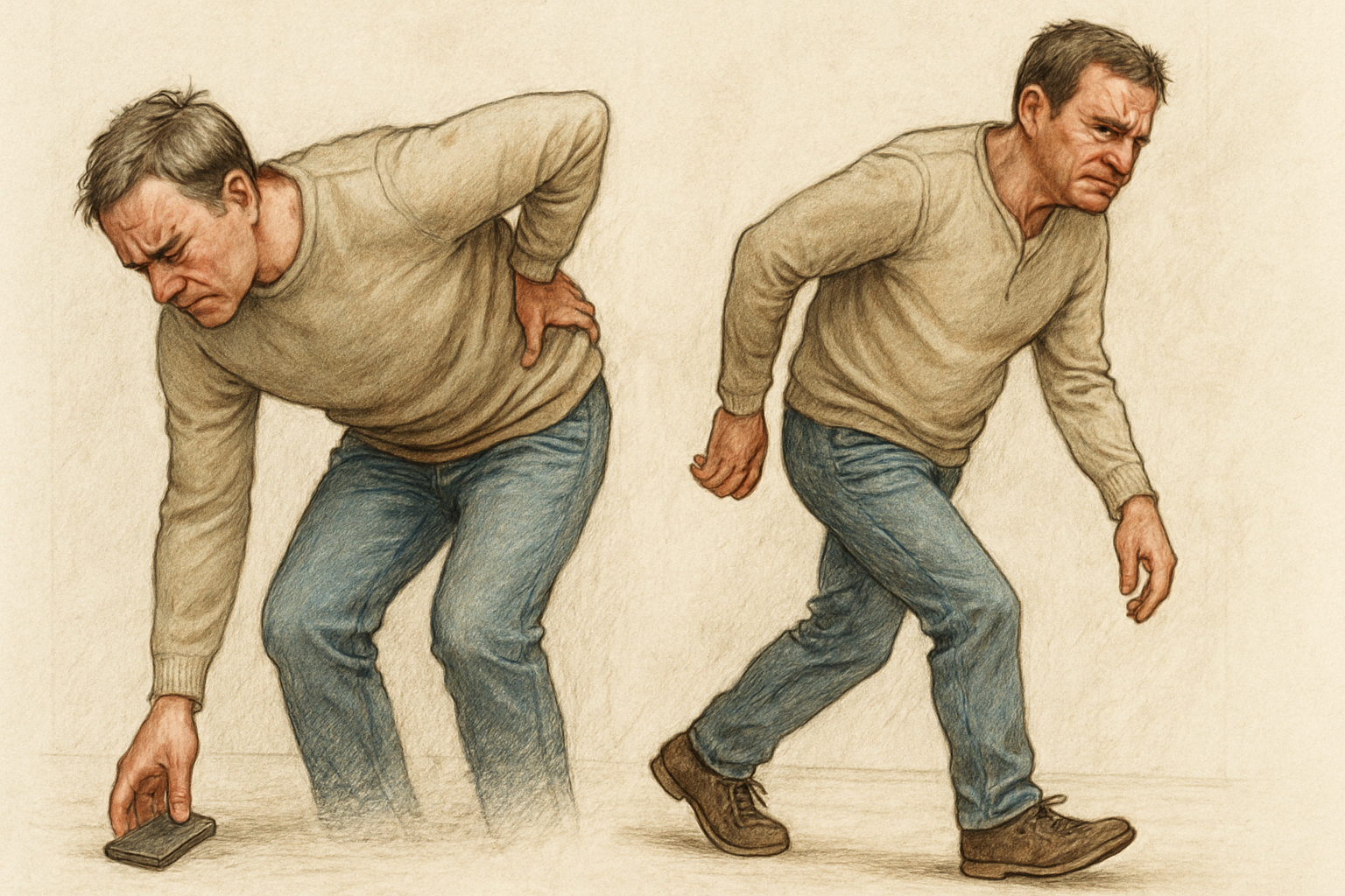 صورة توضح شخص يكافح في الأنشطة اليومية بسبب الألم