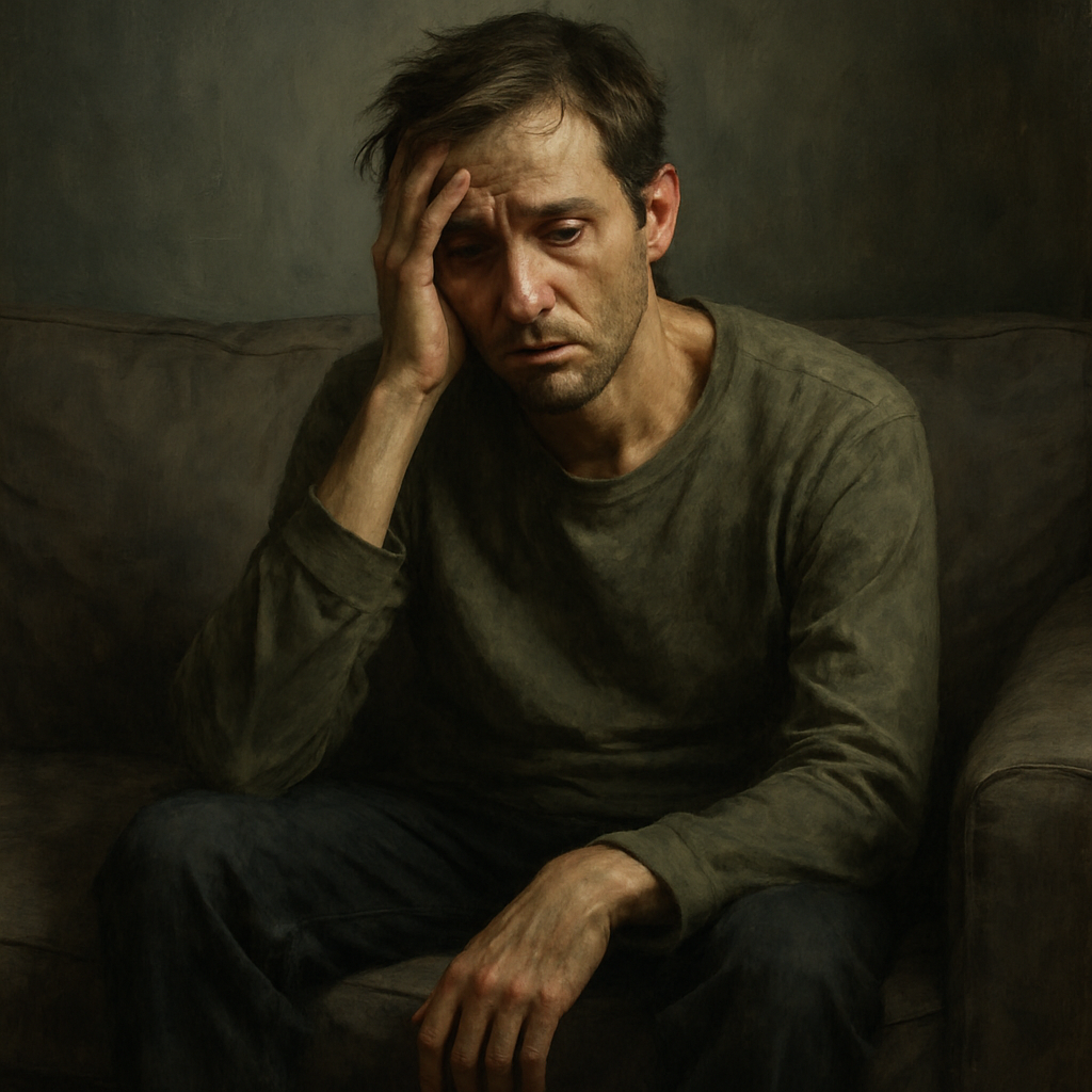 صورة توضح شخص يعاني من الألم والتعب