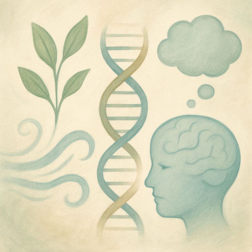 صورة توضح العوامل الوراثية والبيئية والنفسية