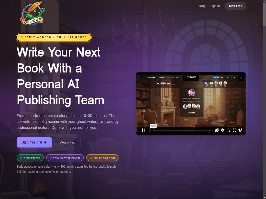 QuillCrew AI Homepage