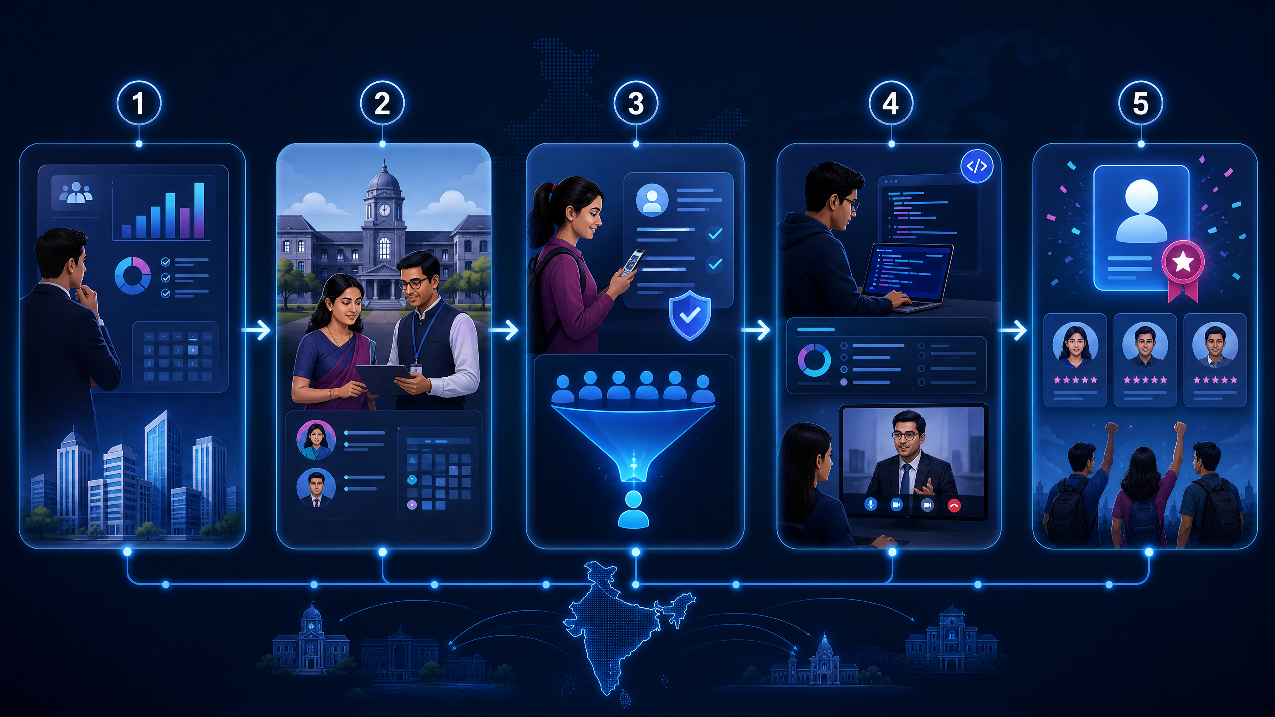 A Practical Guide to Campus Hiring Platform for Indian Campus Recruitment Teams 2 Campus hiring platform workflow from employer planning to student placement