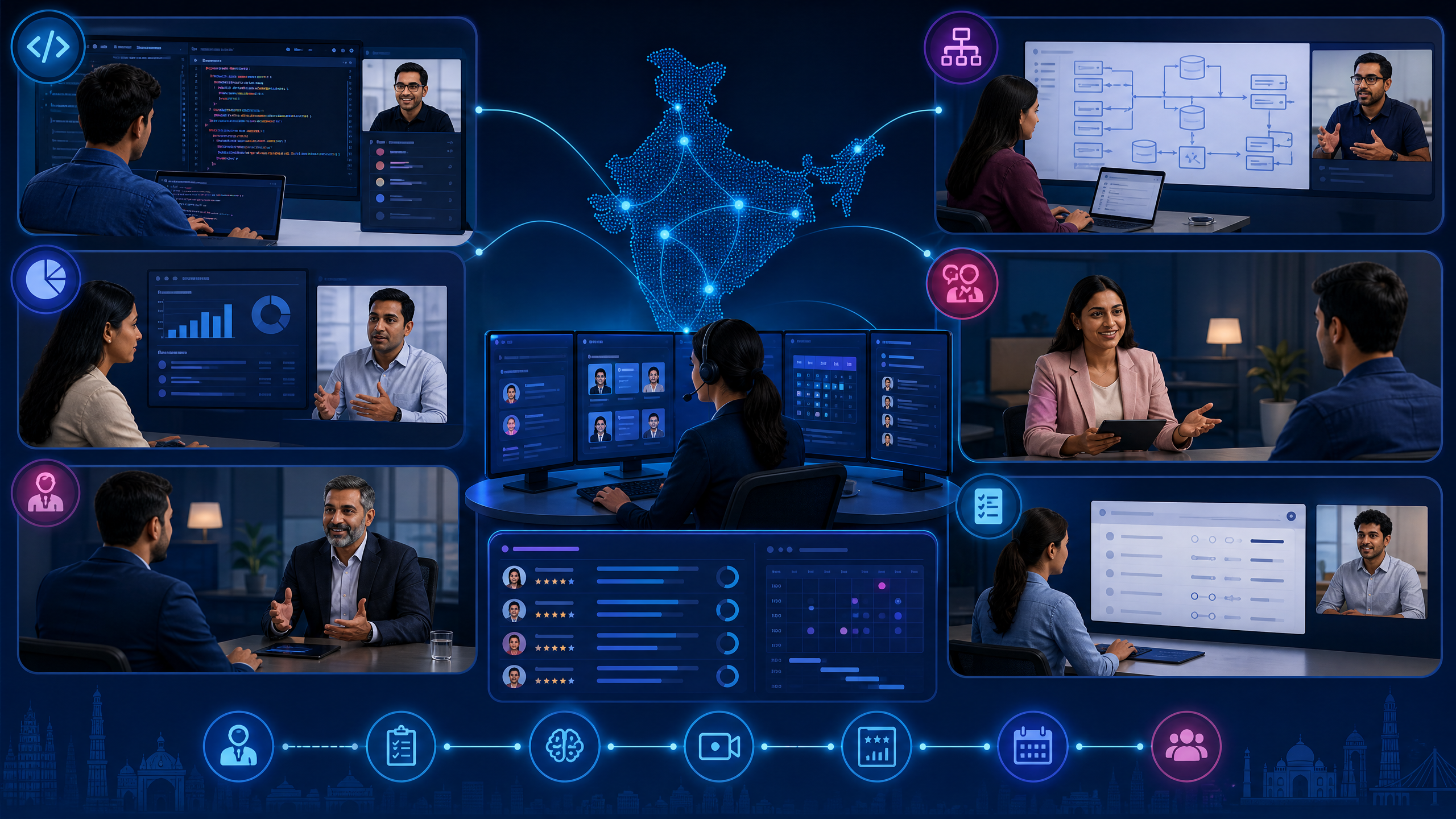 The Complete Guide to Interview as a Service India for Better Hiring Decisions 2 Interview as a service India showing coding, system design, behavioral, domain, and managerial interview tracks