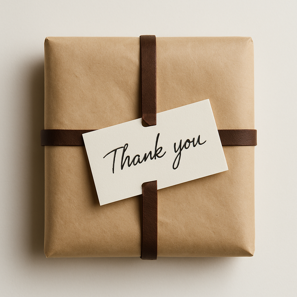 Embalagem Papel Kraft + Fita de Couro