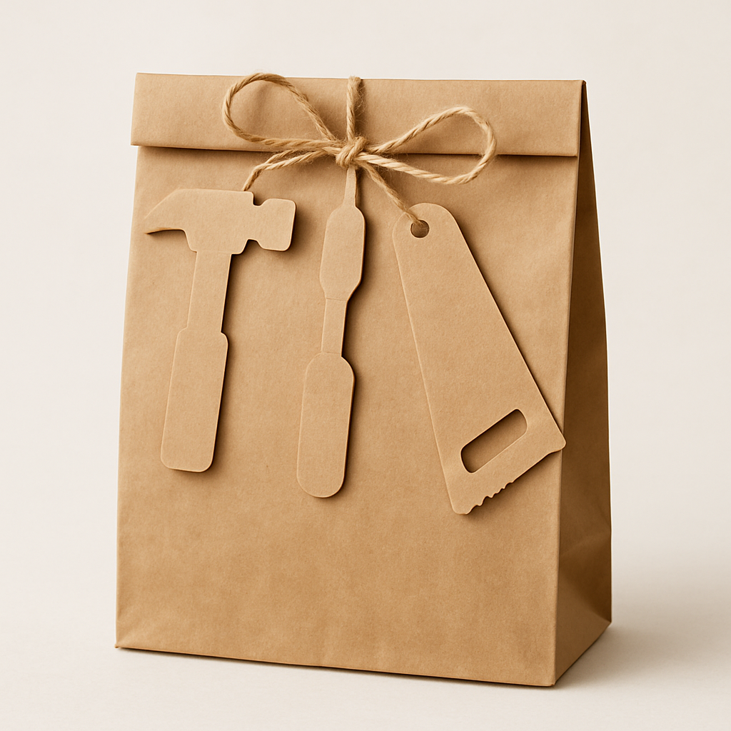 Embalagem Tag com Ferramentas em Miniatura