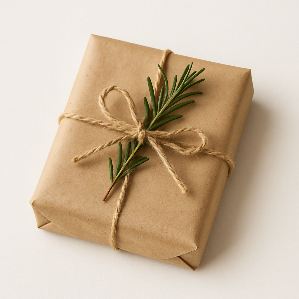 Embalagem Cordão de Juta com Raminho Verde