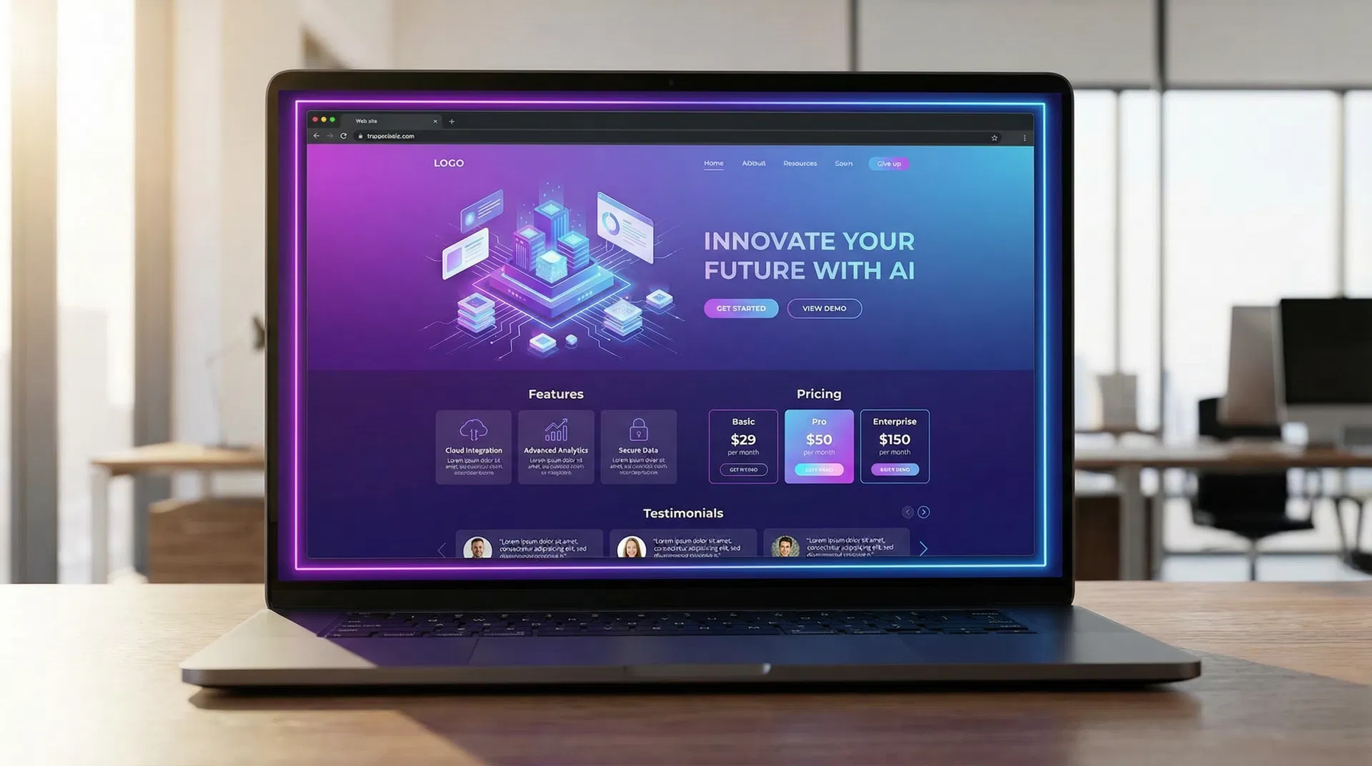 Template Startup Tech - Exemple de site web Technologie