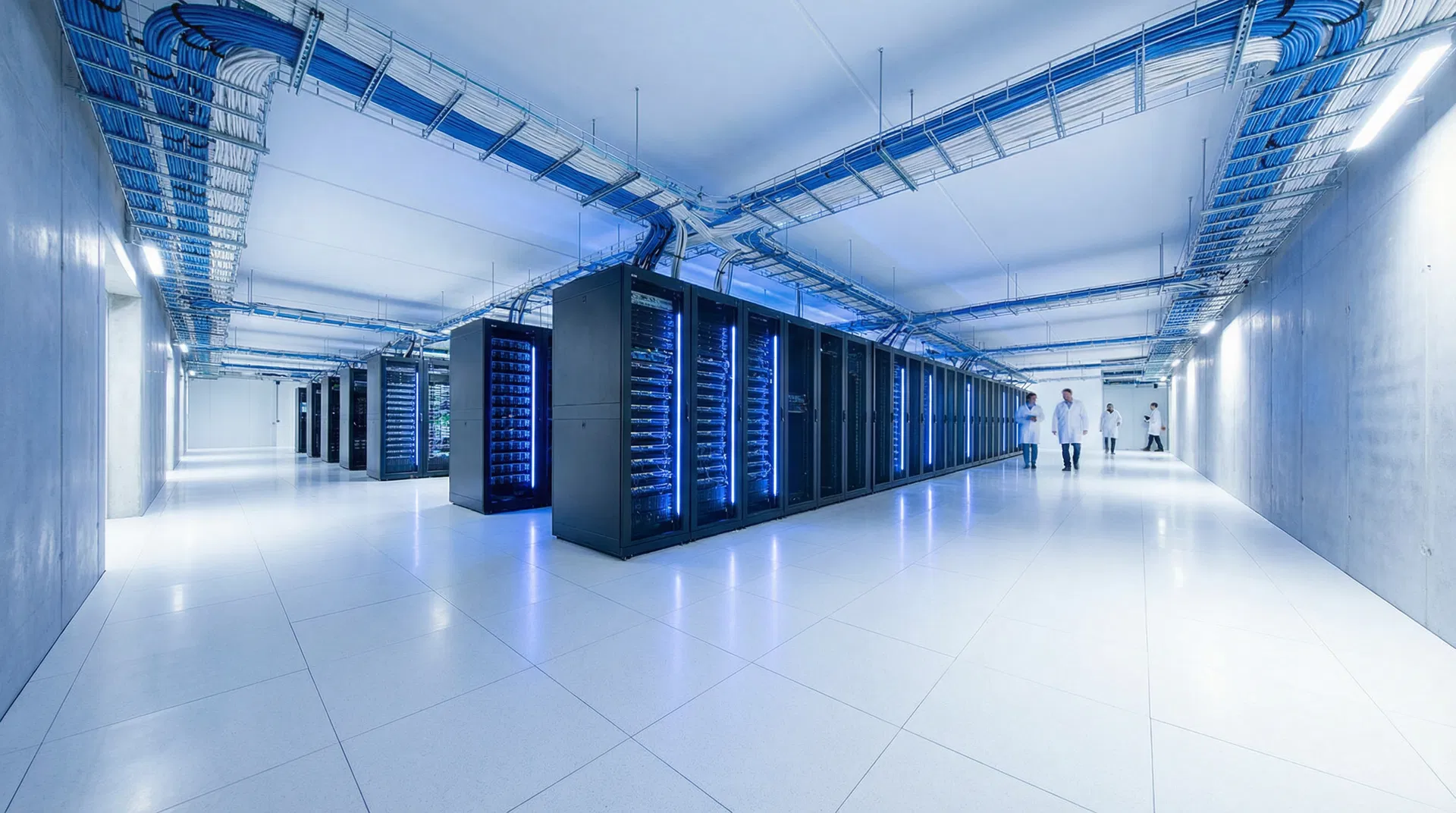 Modern server room with organized network infrastructure