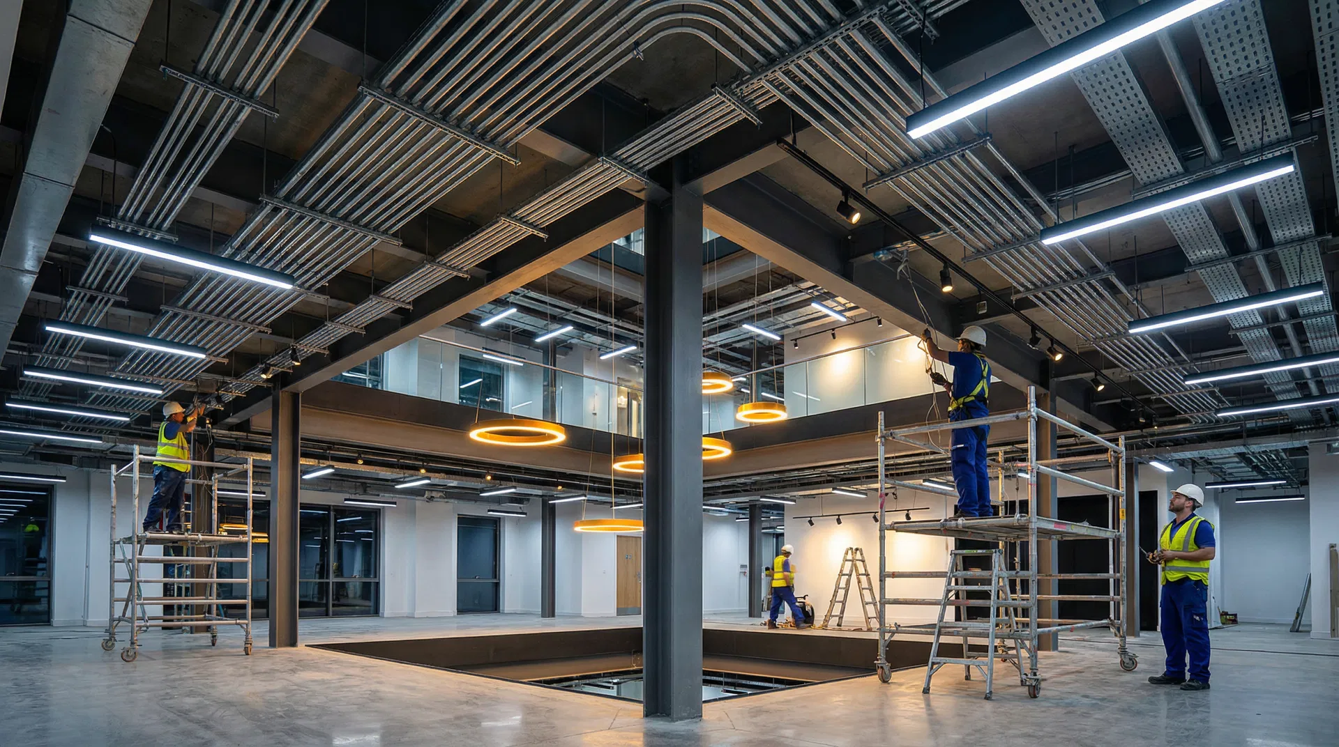 Commercial electrical installation in industrial space