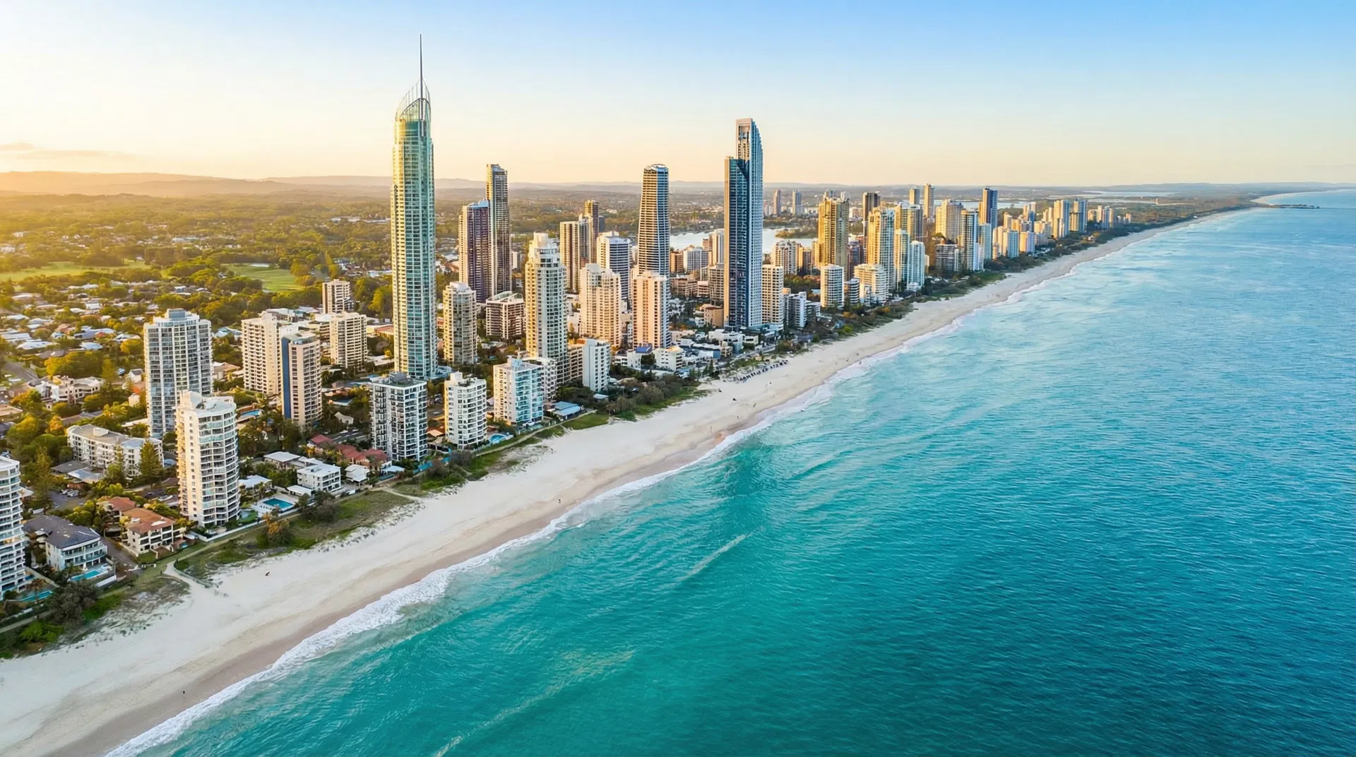 Aerial view of Surfers Paradise and the Gold Coast coastline