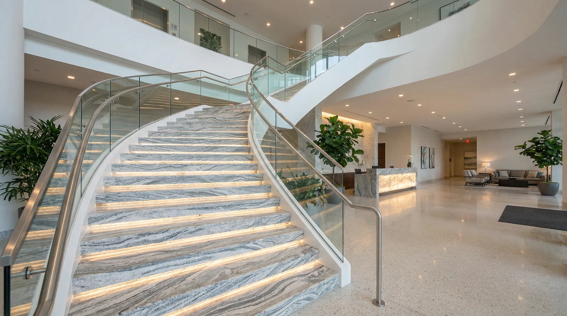 บันไดหรู — วิสคอนไวท์แกรนิต